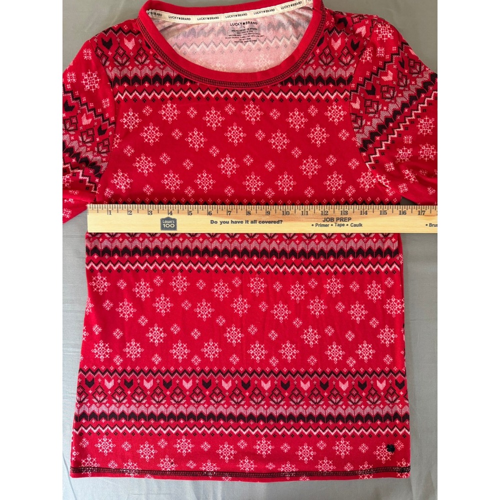 Lucky Brand Womens Red Winter Snow Pajama Set Long Sleeve Top Leggings Size L - Picture 4 of 10